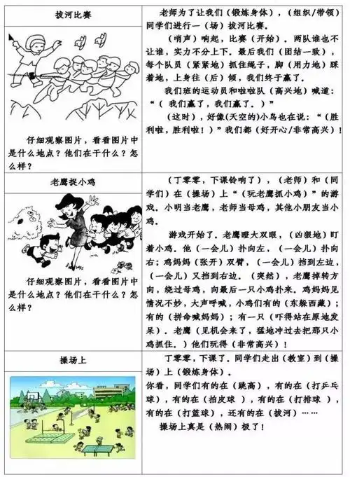 低年级常考看图写话16篇(含答案),打印给孩子练练