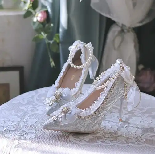 【京选品质】高跟鞋lolita花嫁 ita高跟鞋子一夜物语洛丽塔鞋闪亮尖头