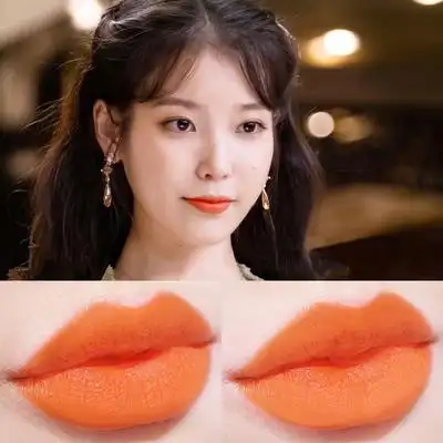 鞠婧祎同款橙色不脱色正亮橘黄色暖南瓜土脏橘色口红保湿唇釉哑光