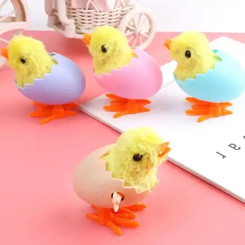 定制可爱仿真毛绒小鸡发条玩具儿童男女宝宝小孩创意跳跳会跑的小玩具