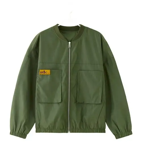 文艺军绿色飞行夹克上衣