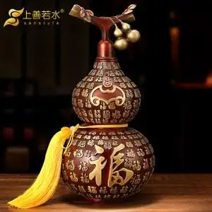 上善若水 全铜百福葫芦摆件 招财福禄工艺品家居客厅开业礼品0857
