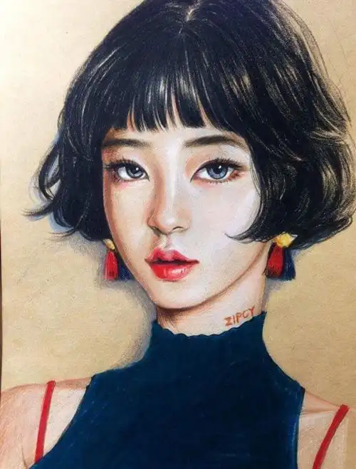 彩铅人物绘画插画