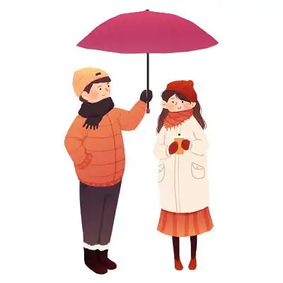 手绘情侣撑伞情人节原创插画素材水彩画时尚撑伞美女白底背景年轻漂亮