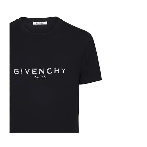 givenchy/纪梵希 黑色字母logo全棉男士短袖t恤 bm70cu3002-001