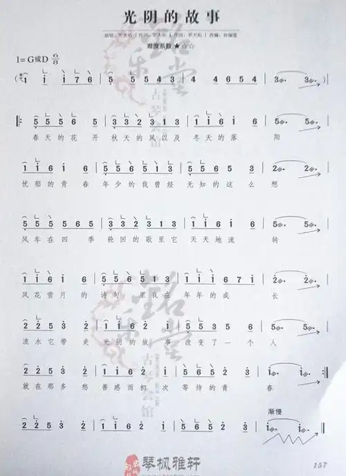 光阴的故事古筝流行曲曲谱大全