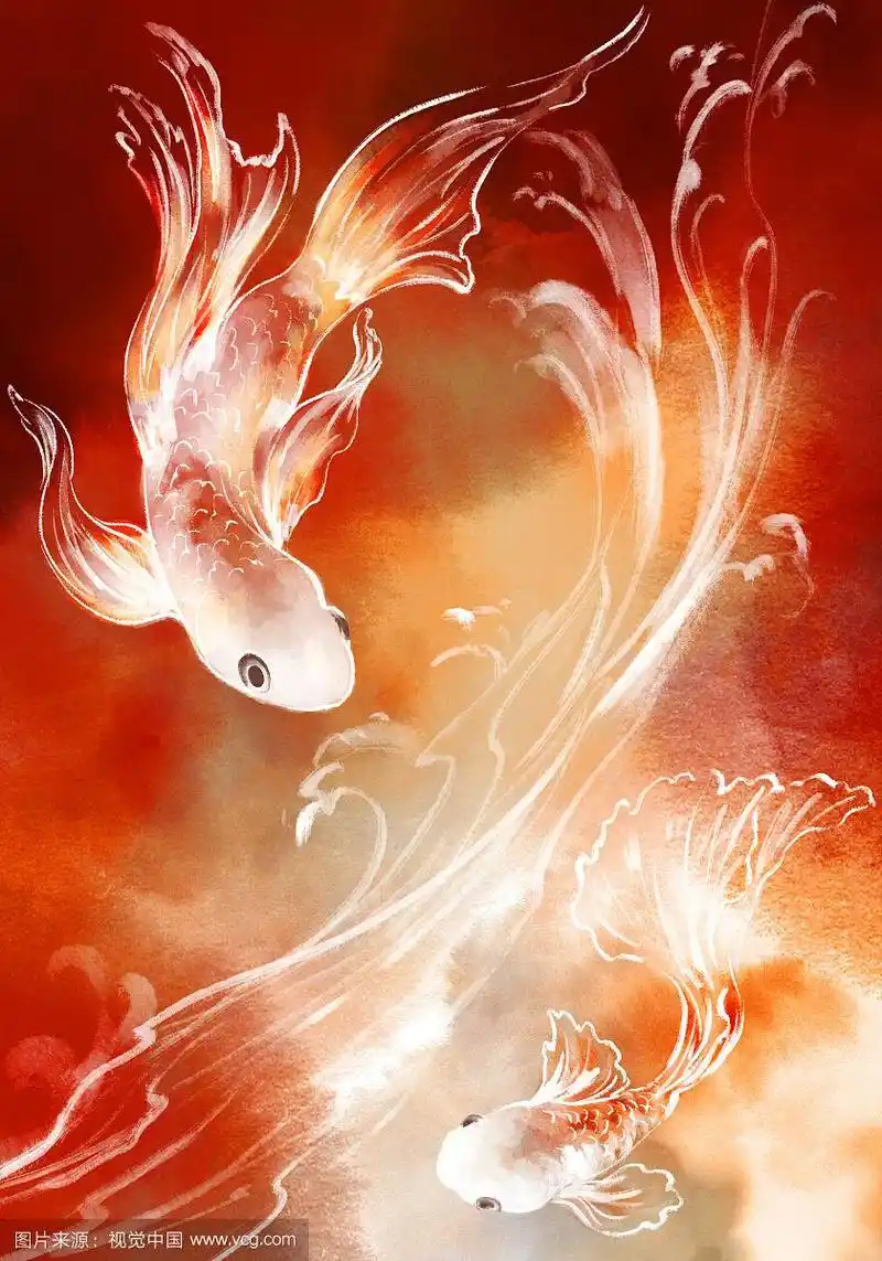 古风水墨锦鲤金鱼