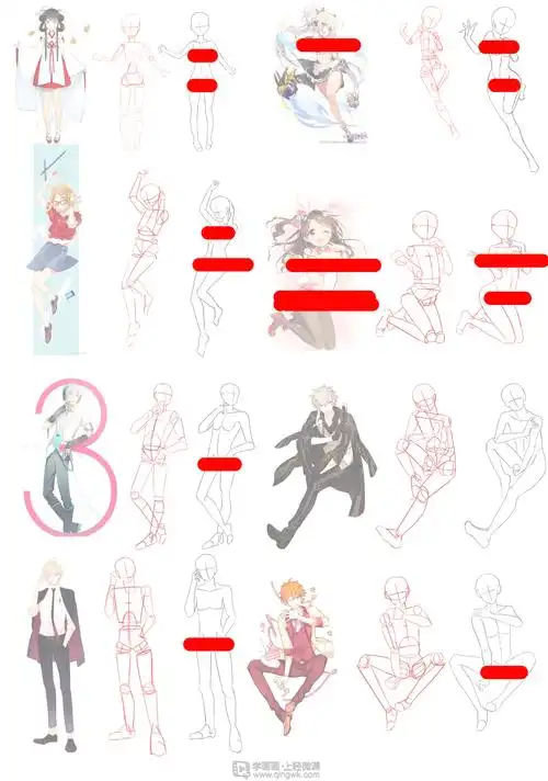 作业:动漫人体绘画学习之日式漫画人体比例画法与训练 - 枸杞茶