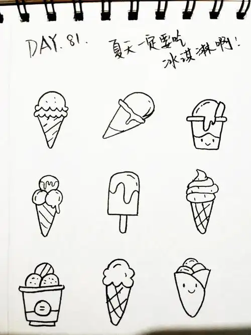 是冰激凌,不是冰淇淋#画画  #手账素材  #简笔画  #夏天