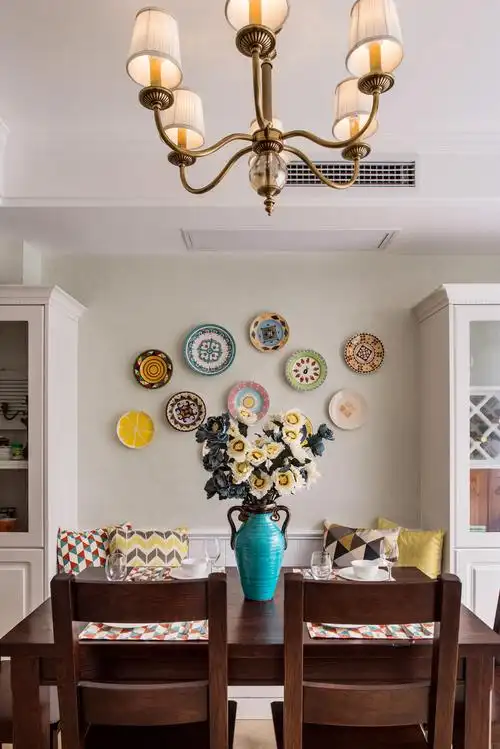 120㎡美式风格家餐厅背景墙图片