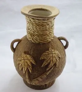 椰壳花瓶 手工椰雕 花瓶家居民装摆设插花罐子手工艺