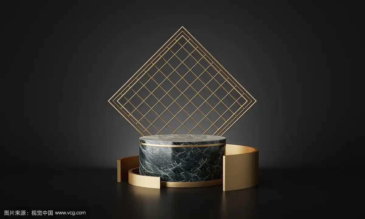 暗调典雅的大理石广告产品展示台模板素材