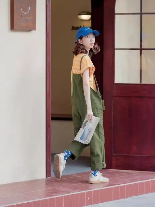 小个子日系背带裤穿搭