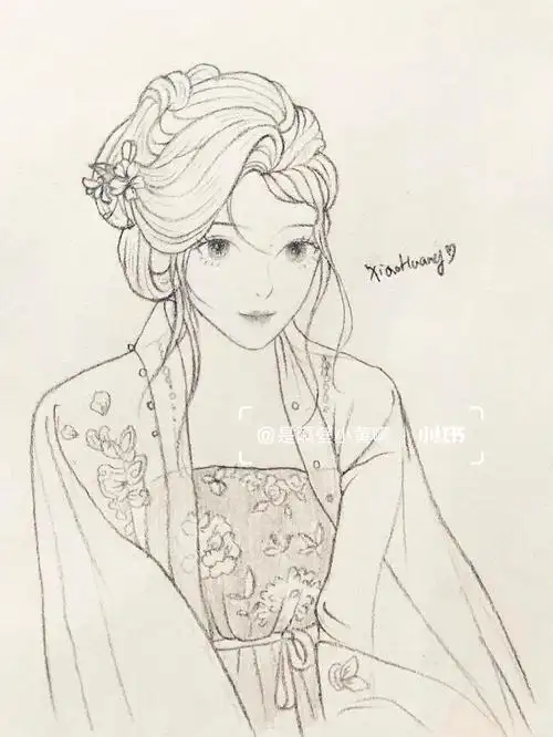 古风人物线稿含详细步骤