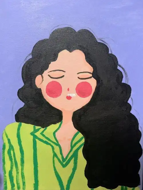 可爱女孩丙烯画