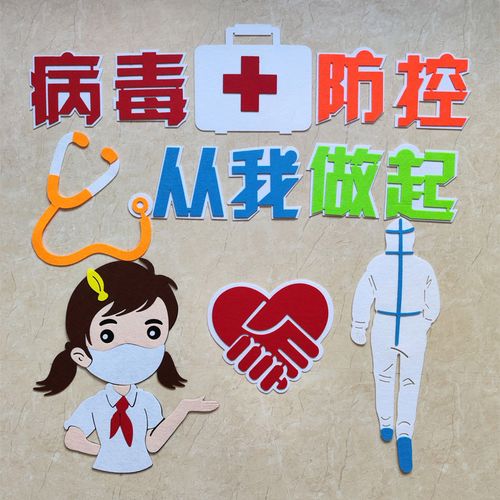 疫情防控主题墙幼儿园防控小知识装饰贴画中小学黑板报布置文化墙