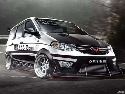 "爆改"五菱小货车,烈焰红车身配熏黑轮毂,车尾还有大尾翼!