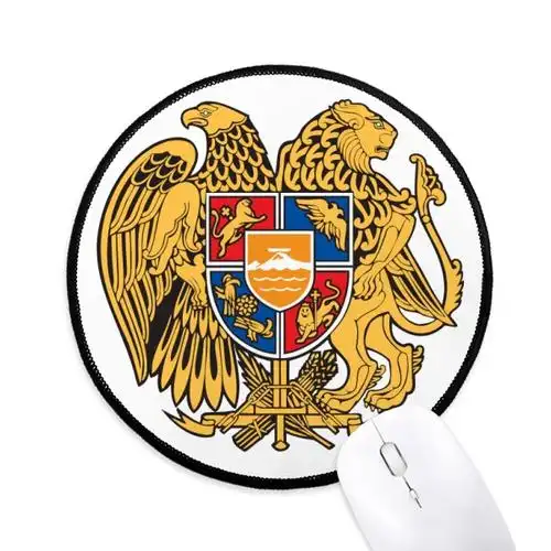 亚美尼亚埃里温国徽 圆形游戏办公橡胶黑边鼠标垫礼物
