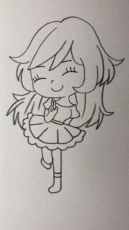 简笔画画美丽漂亮的长发女孩