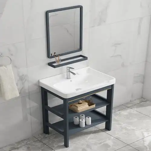 锦兆家居太空铝落地式洗手盆浴室柜组合小户型简易一体阳台洗漱台池