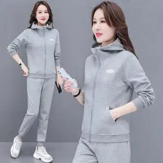 休闲运动套装女春秋潮韩版运动服女装nike 浅灰色 l【图片 价格 品牌