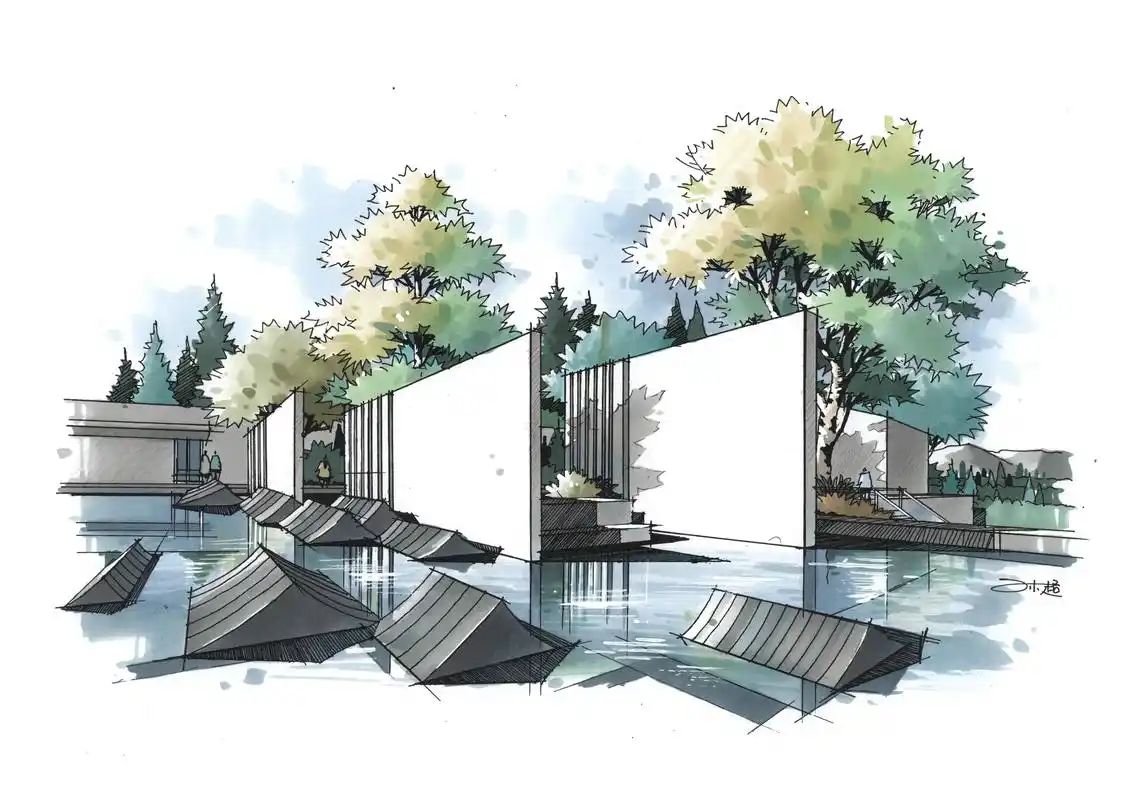 「环境艺术设计考研」各类景观空间设计手绘