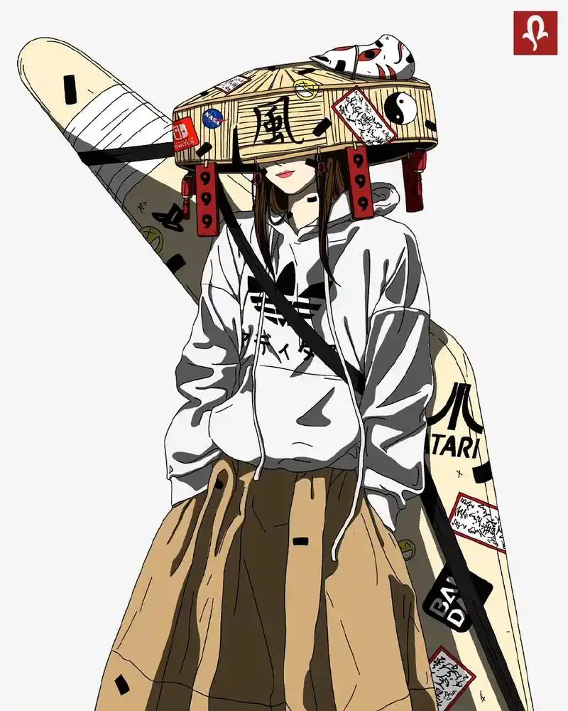 画师nounsinse动漫人物插画欣赏,将潮流服饰与神话元素相结合.