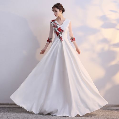 大合唱演出服女长裙轻奢合唱团女长款修身主持人独唱指挥气质礼服