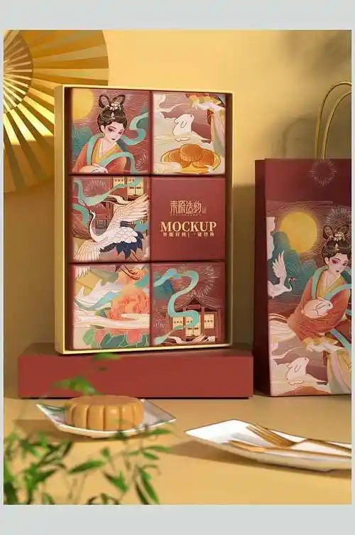 中国风高端文创包装设计展示样机