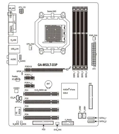 技嘉主板m52lt-d3p