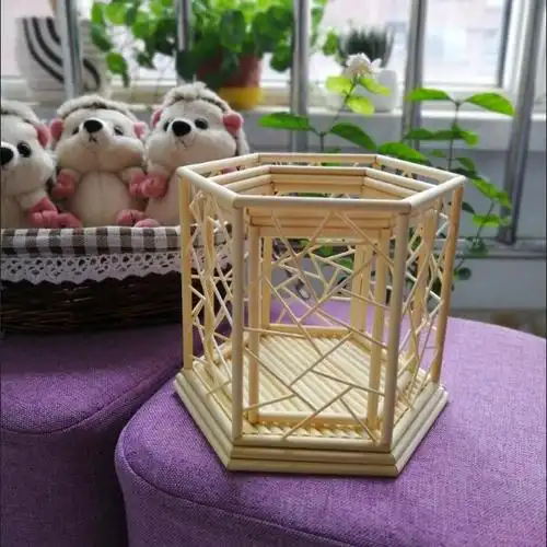 竹艺品笔筒模型一次性筷子手工艺品制作diy笔筒手工作业 家居摆件