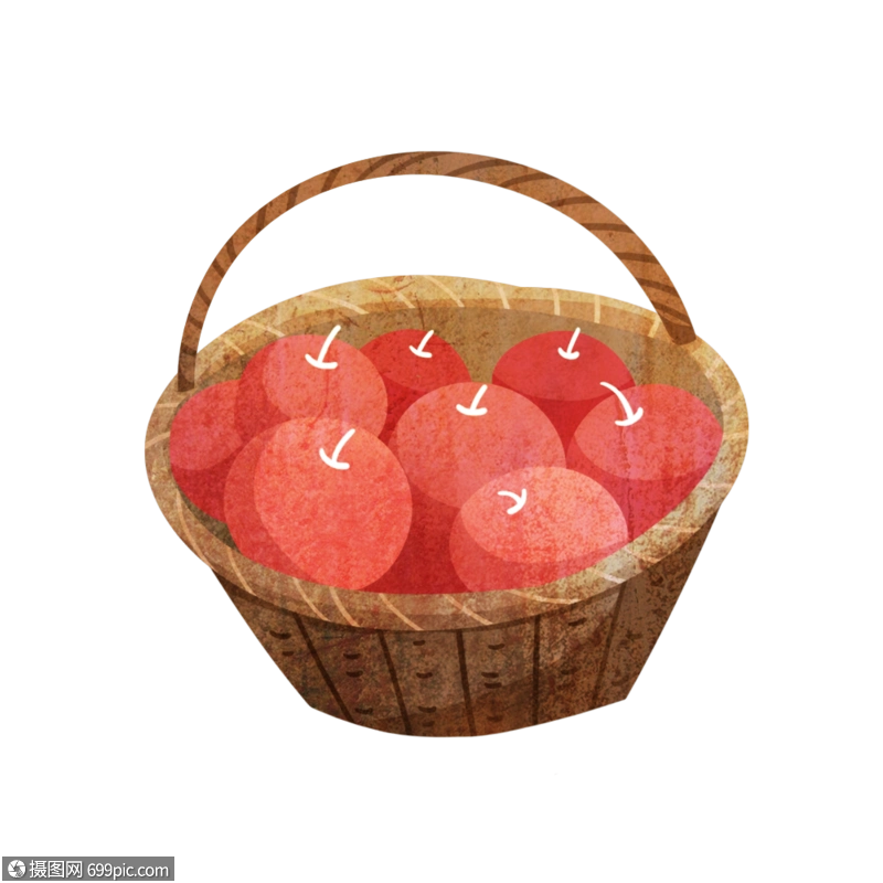 一篮苹果卡通丰收图片
