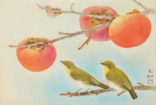 0048 喜上枝头 胶彩 绢本