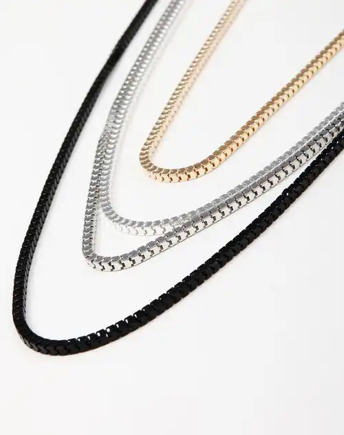 多色链条镀金项链