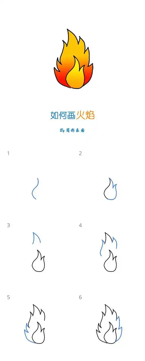 小火苗的画法 - 简单的火焰简笔画教程