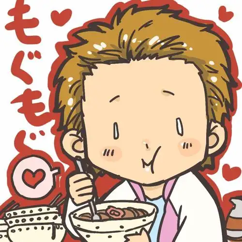 卡通智君捧着碗吃饭显露吃货才能头像