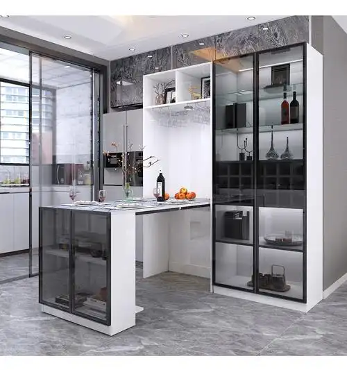 誉佰利 餐边柜轻奢玻璃门现代简约红酒柜一体靠墙家用客厅储物柜可