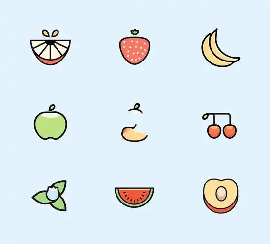 9个可爱彩色水果图标矢量图下载