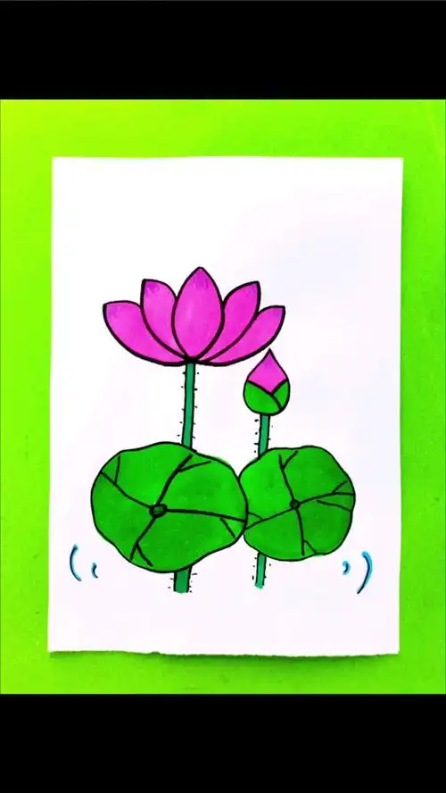 夏日荷花简笔画,超级简单三分钟即可学会,荷花简笔画,夏天简笔画#儿童