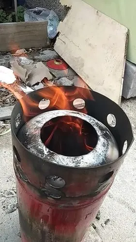自制柴气炉柴火炉柴炉diy炉子绝对是自己游野营利器