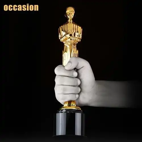 奥斯卡小金人奖杯金属定做创意树脂奖品高档纪念品水晶定制刻字