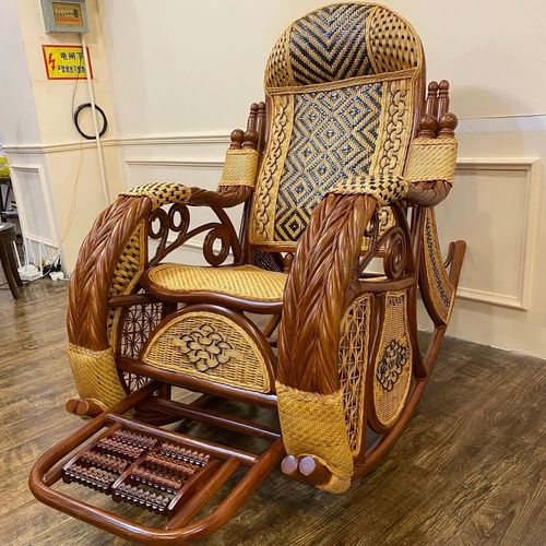 客厅老人真藤家用大人实木藤编逍遥躺椅阳台藤椅摇摇椅沙发椅子