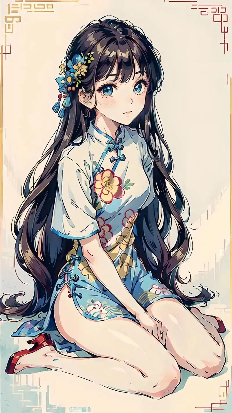 墨心.#国风古韵 #旗袍 #ai绘画 #欢迎取图 #古风人物 - 抖音