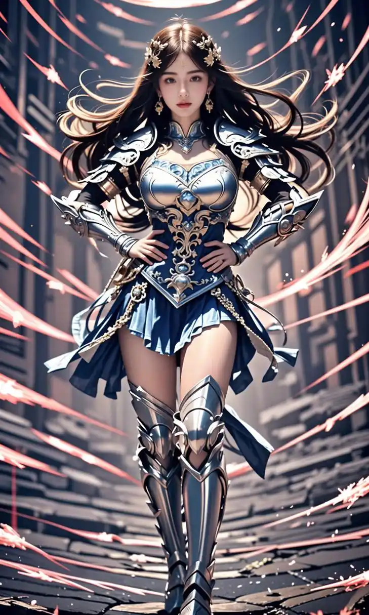 ai美女图片# #美女# #ai美女壁纸# 	这位年轻的女战士,身着一套华丽