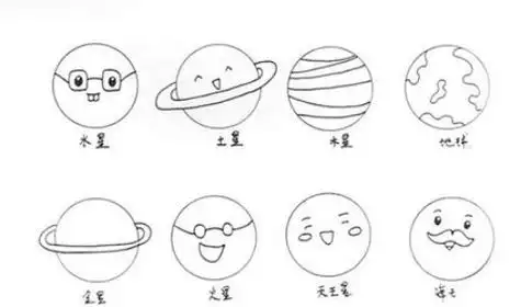 加颜色八大行星简笔画画法 手绘图八大行星简笔画怎么画