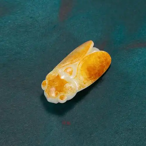 黄杨洪 和田玉籽料蝉把件