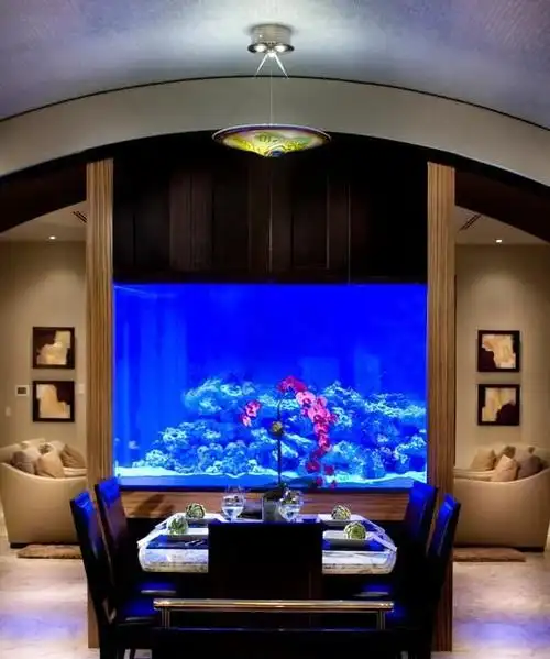 美式餐厅壁挂式鱼缸效果图