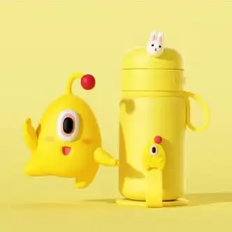 uooha迷你保温杯女可爱便携口袋杯男随行保冷水杯儿童316l杯子黄色