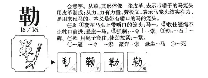 【勒】字的基本信息(怎么读,拼音)