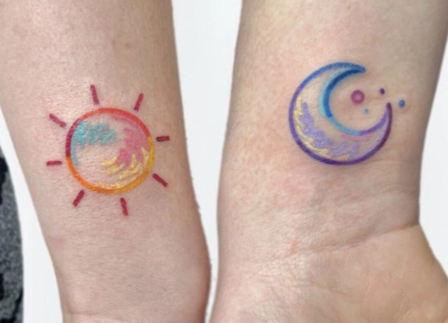 彩色小清新情侣纹身图集简约个性情侣纹身